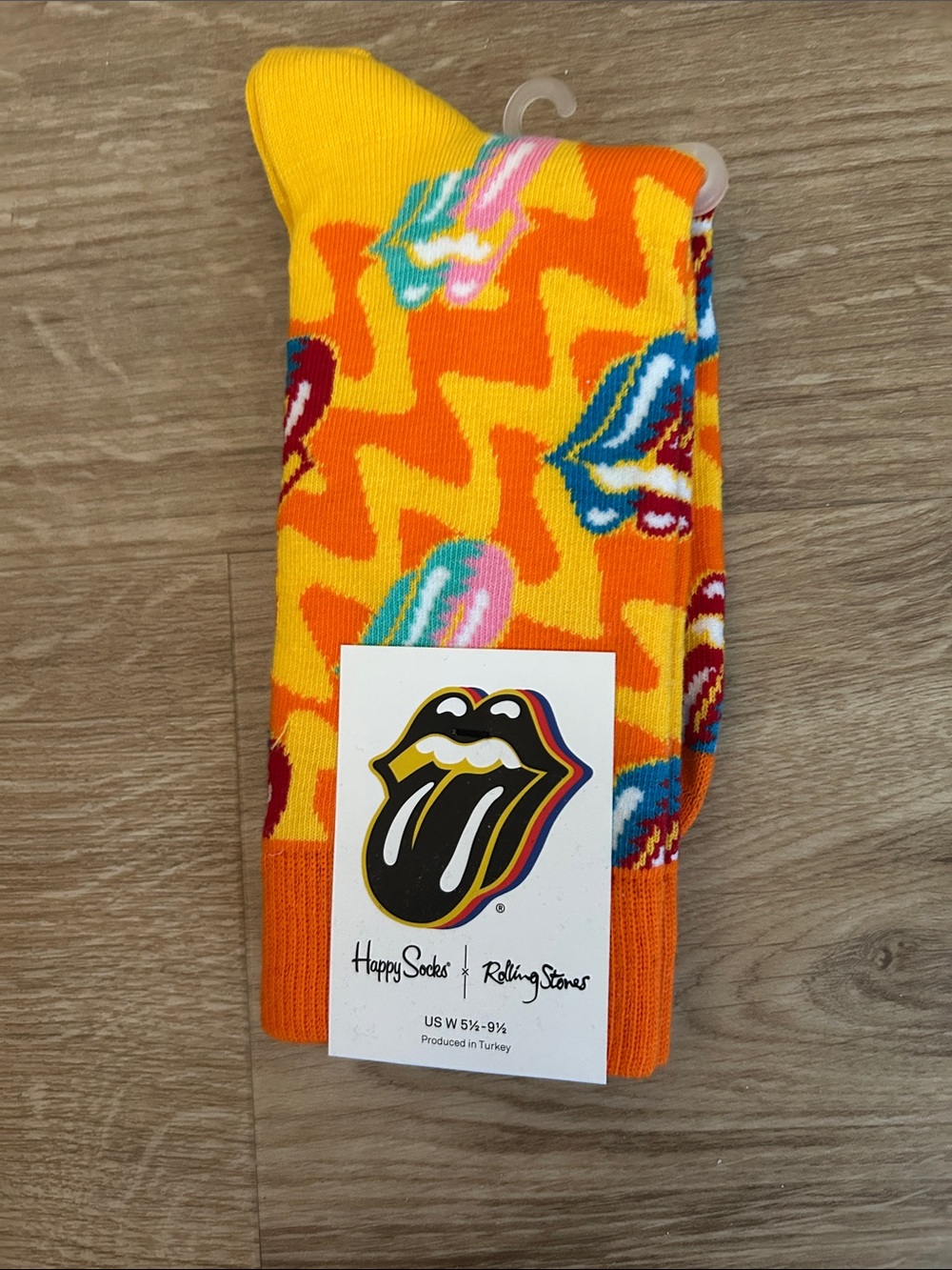 Happy Socks Yellow & Orange Rolling Stones Tongue Crew Socks